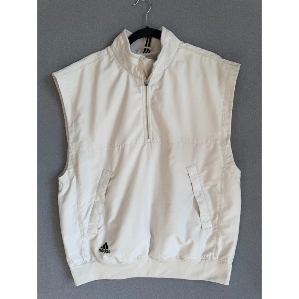 Adidas Vest Men Medium Beige Pockets‎ Zip High Neck Golf Outdoors Lightweight